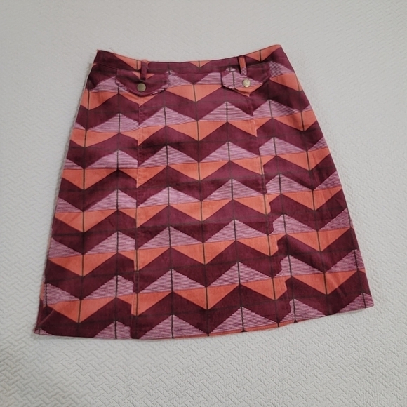 Flying Tomato Burgundy & Orange Fall Colors Geometric Print Skirt Size Medium - Picture 3 of 14